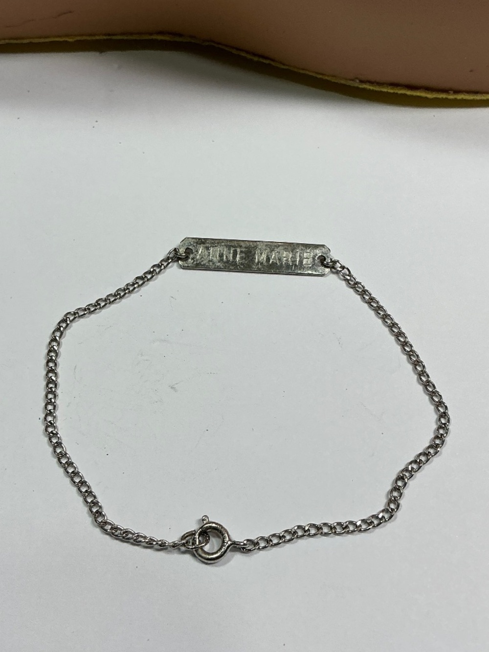 Vintage Sterling Silver CONCRA STERLING Nameplate Bracelet. ANNE MARIE. 7”